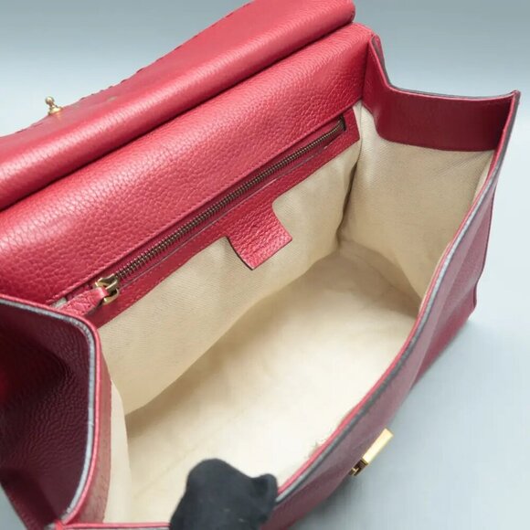 100% Authentic GUCCI GG Marmont Red Leather Satchel 922-12524 - Picture 9 of 12